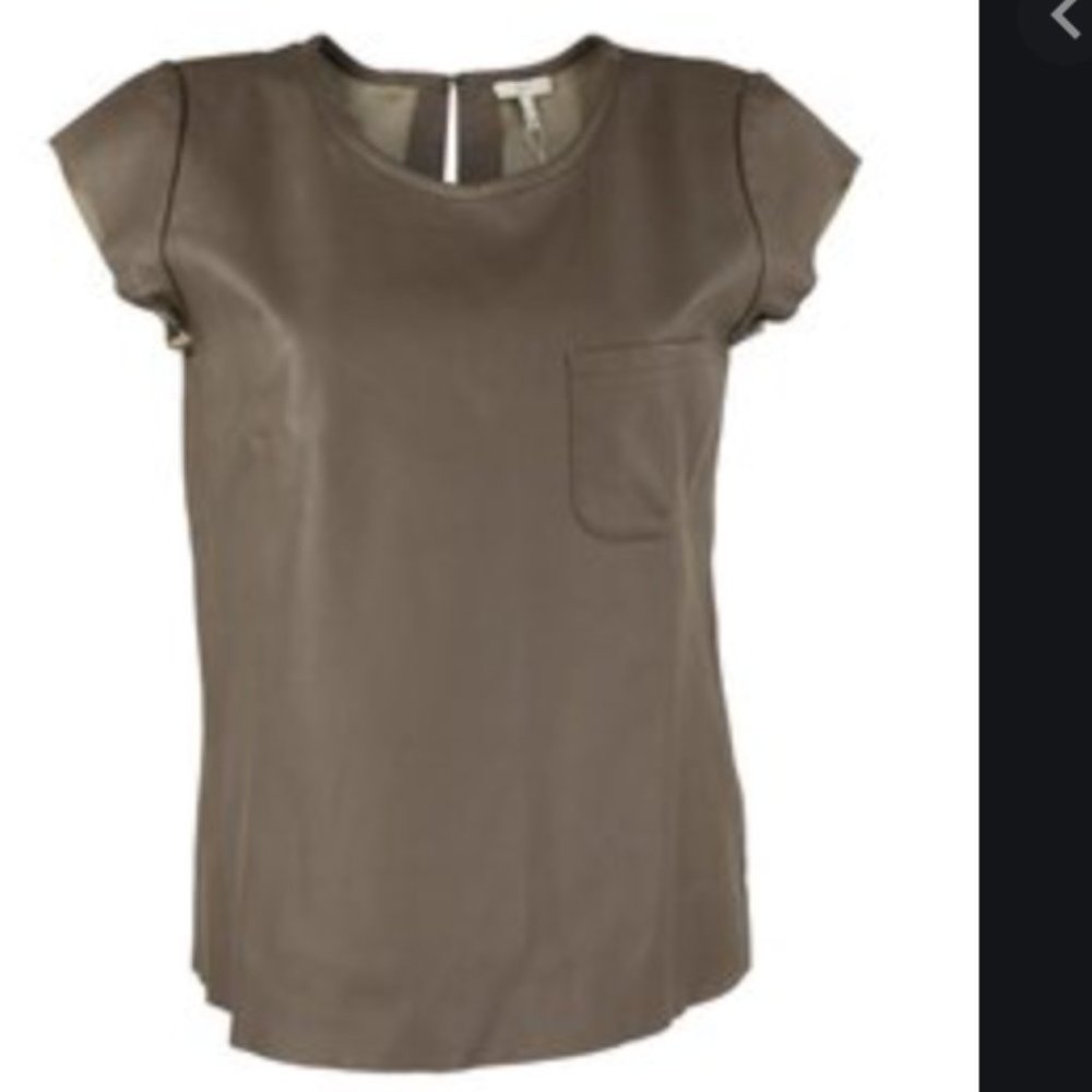 Joie Leather Brown Taupe Leather Short Sleeve